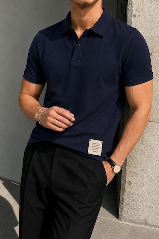 Tarz Cool Erkek Basic Polo Yaka Pamuklu Kısa Kollu Tişört Lacivert