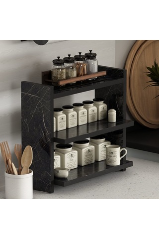 Zen Mutfak Rafı - Mermer Siyah