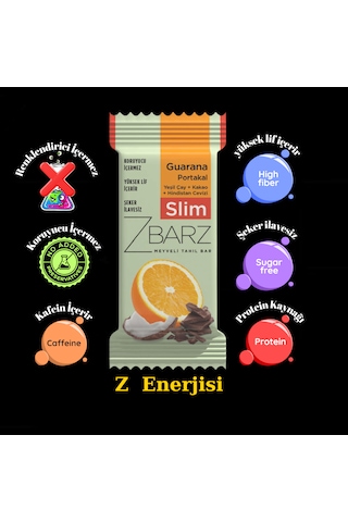 Zbarz Slim Guarana Portakallı Fonksiyonel Meyveli Bar 12 x 35 G