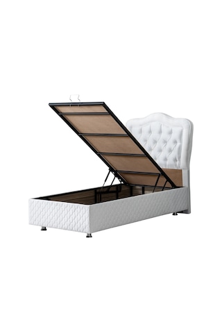 Setaymobilya Baza, Camelli Beyaz Tek Kişilik Baza + Başlık, Setay