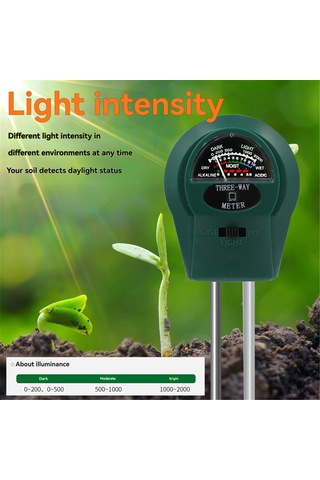 Dofolink St-01 Bahçe Toprak Test Cihazı - Ph Değeri, Nem Ve Işık Seviyesi Ölçer Pil Gereksiz