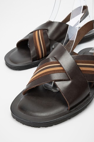 Valmenti Erkek Kahverengi Deri Duz Sandalet 741 M7407 Erk Sndlt Y19 Kahverengi