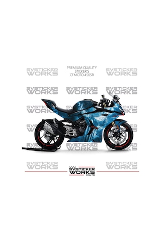 Cfmoto 450sr Kaplama Sticker Blue Punisher Design Motor Kaplama Modeli Hazır Kit Tüm Modeller Uyumlu