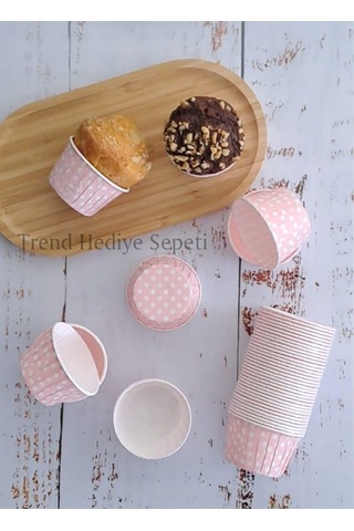 Trend Hediye Sepeti 50'li Açık Pembe Puantiyeli Muffin Kek Kalıbı, Kek Kapsülü Cupcake Kalıbı, Airfr Sku: Smg8690010567857 Açık Gri