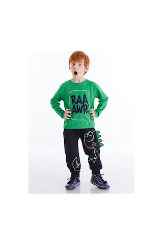 Denokids Tırtırlı Dino Erkek Çocuk Pantolon Takım Çok Renkli