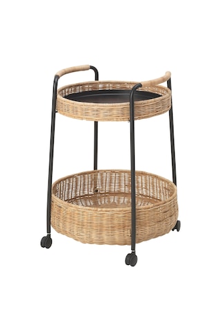 Lubban Tekerlekli Yan Sehpa, Rattan-antrasit