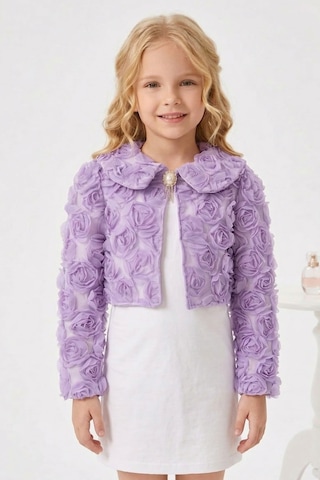 Mnk Baby & Kids Luvia Lase Detay Kız Çocuk Bolero M00812 Lila