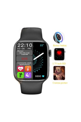 Hw22 Pd-a6 Smart Watch Dokunmatik Bluetooth Nabız Ölçme Sporcu Özellikli 1.75 Inç Akıllı Saat Siyah
