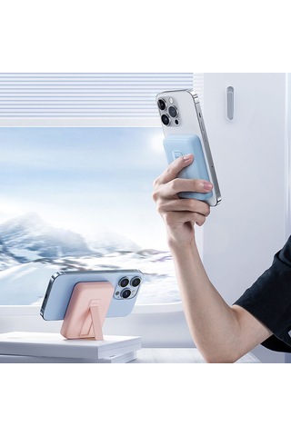 Magsafe Powerbank Benks Mp09 Magnetik Standlı İnce Tasarımlı Powerbank 6000mah 5w Mavi