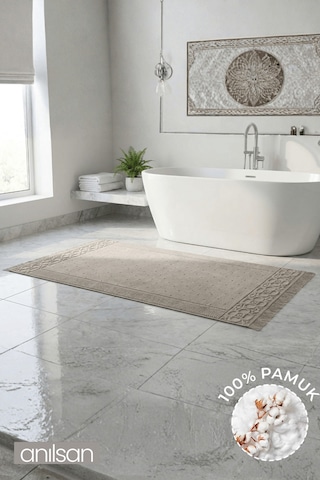 Fesun Vizon Ayak Havlusu - 70x130cm, 790gr, %100 Pamuk, Spa Ve Otel Banyo Paspası, Günlük Kullanıma Uygun Vizon