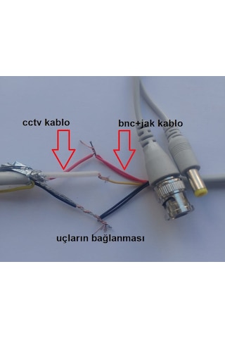 10 Adet Hazır Bnc + Dc Power Jak Konnektör Cctv Ahd Tvi Y Kablo