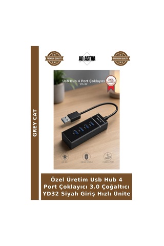 Özel Üretim Usb Hub 4 Port Çoklayıcı 3.0 Çoğaltıcı Yd32 Siyah Giriş Hızlı Ünite