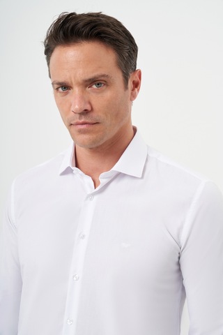 Morven Erkek Beyaz Basic Düz Desen İtalyan Yaka Slim Fit Gömlek 24mc004006600 Beyaz