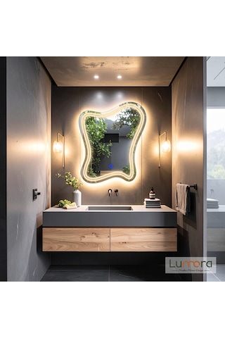 Mariont Günışığı Lazer Kumlamalı Lavabo & Banyo Aynası Dokunmatik Sensörlü 90 X 70 Cm Cm