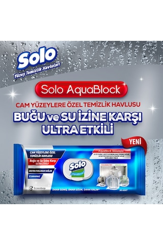 Solo Aquablock Cam Yüzeylere Özel Temizlik Havlusu 30 Yaprak Beyaz