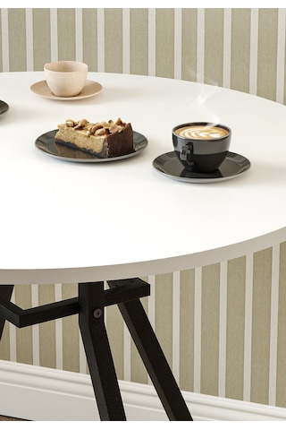 Bofigo Yuvarlak Yemek Masası 80 Cm Mutfak Masası Balkon Masası Roma Beyaz Beyaz