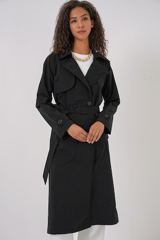 Bigdart 5938 Kruvaze Yaka Trençkot - Siyah