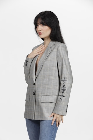 Ekoseli Kadın Ceket Mavi