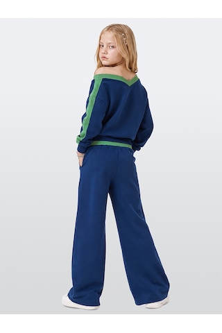 Deno Kids Denokids Kız Çocuk Eşofman Takımı %100 Pamuklu Asimetrik Yakalı 7-12 Yaş Çok Renkli