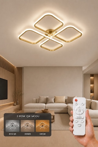 Nuvo Led Plafonyer Avize 3 Renk Kumandalı Eskitme