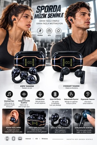 4 Kulaklıklı Bluetooth Kulaklık Seti Tws Anc Gürültü Azaltma 6 Mikrofon Kablosuz Şarj Dijital Ekranlı Kutu ..