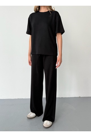 Kadın Modal Kısa Kolu Soft Touch Spor Takım Siyah