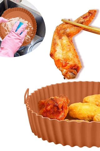 Petinka Renkli Isıya Dayanıklı Yıkanılabilir Silikon Fırın Ve Airfryer Yuvarlak Pişirme Matı 20 Cm Açık Gri