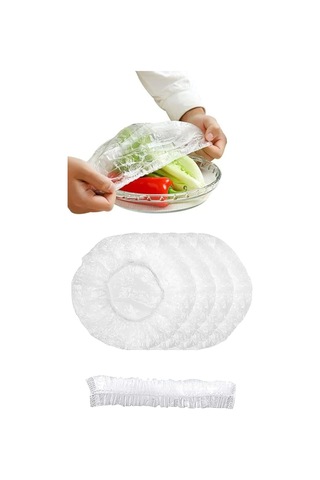 Mivelacure Lastikli Buzdolabı Poşeti 50x40cm Şeffaf Gıda Yiyecek Saklama Torbası Piknik Kamp Poşeti