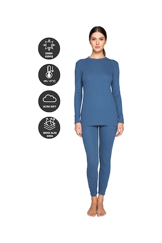 Thermoform Soft Termal Alt Ve Üst İçlik Set Lacivert Renkli