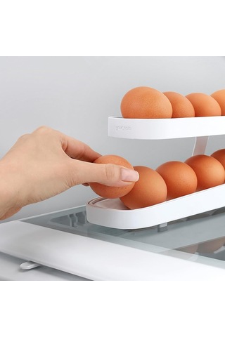 Yumurta Tutucu Buzdolabı Yumurta Tepsisi, Buzdolabı Düzenleyici, Otomatik Yuvarlanan Yumurta Tutucu 2 Katmanlı Otomatik Yuvarlanan Yumurta Dağıtıcı Yumurta Dağıtıcı Yumurta Saklama