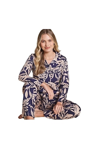 Yaren Collection Pamuklu Kadın Pijama Takımı Uzun Kollu Nefes Ala Lacvert