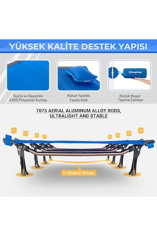 Kingcamp Sequoia Ultralight Katlanır Kampet Portatif Yatak Blue/blk Mavi