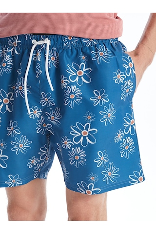Lcw Swımwear Mavi Kısa Boy Desenli Erkek Deniz Şortu