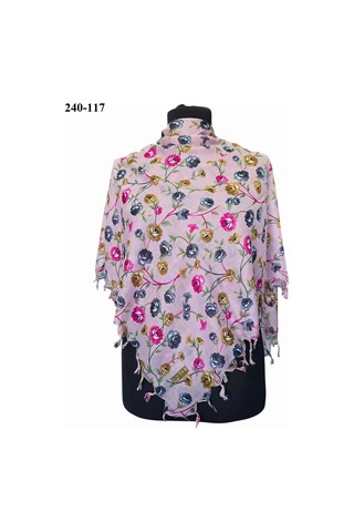 Dolce Cotton Desenli Sökme Boncuklu Eşarp 240-117 Çok Renkli