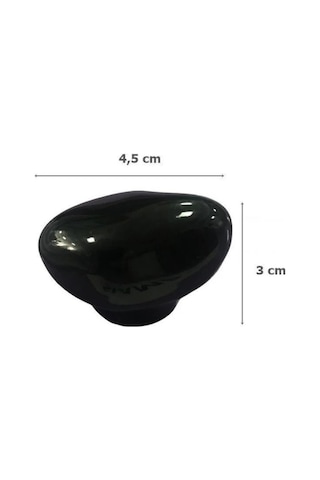 5 Adet Porselen Taş Düğme Siyah Seramik Mobilya Kulpu Çekmece Dolap Kolu 4.5 Cm Siyah