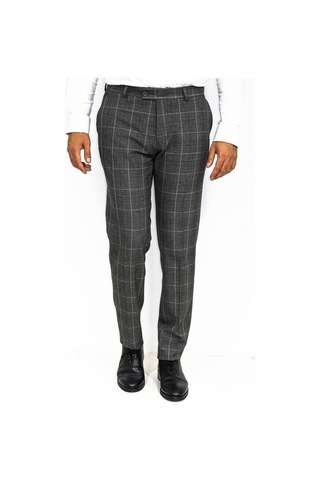 Wessi Kare Desenli Slim Fit Füme Erkek Pantolon Füme