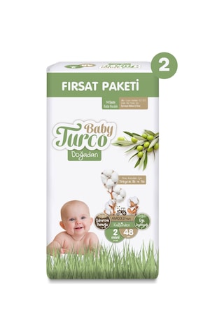 Baby Turco Doğadan Ekonomik Fırsat Paketi Bebek Bezi 2 Numara 96 Adet 2'li