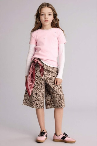 Defacto Leopar Desenli Gabardin Şort Kız Çocuk H6053a826smbg276 Bej-bg276