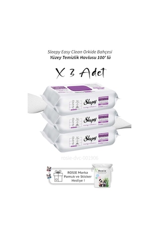 Sleepy Easy Clean Orkide Bahçesi Yüzey Temizlik Havlusu 100' Lü X3 Tekli