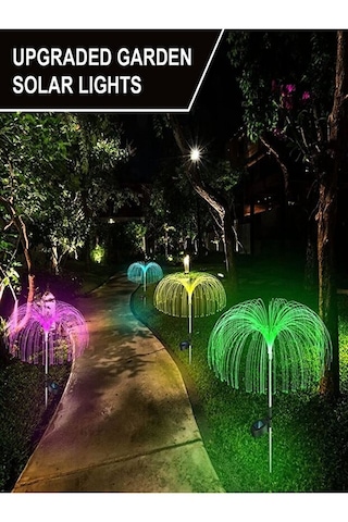 2 Adet Rgb Renk Değiştiren Solar Bahçe Süsü & Su Geçirmez Güneş Enerjili Işık Buketi & Deniz Anası