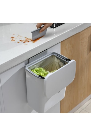 Suntek Plastik Çöp Kutusu Sepeti Ev İçin Duvara Monte 2.4galon Gri