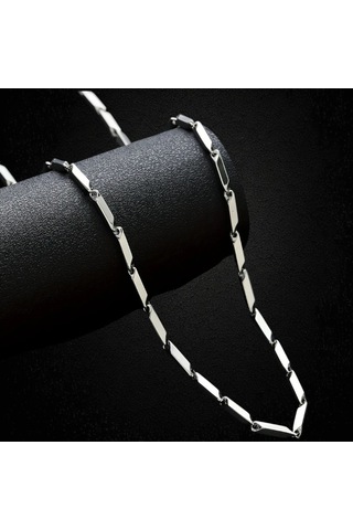 Çelik Kolye Titanyum Melon Düz Model 3 Mm 55 Cm Gümüş Silver Gümüş