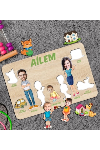 Bk Toys Çocuklara Özel Ailem Konseptli(5 Kişilik) Ahşap Eğitici Y