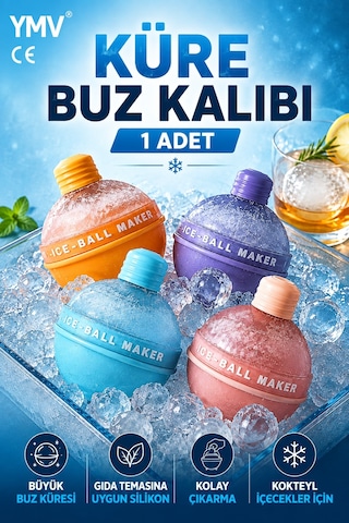 Ymv Küre Buz Kalıbı Büyük Yuvarlak Buz Topu Kalıbı Kahve Kola Soğuk İçecek Silikon Buzluk 1 Adet Turuncu - Sarı