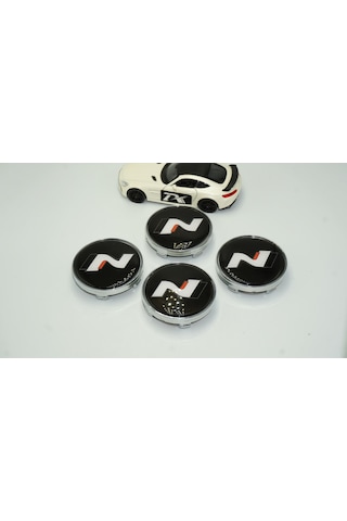 Hyundai N Line Logo Jant Göbeği Gümüş Siyah Kapak Seti 60mm