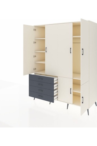 Kronos Gardrop 7 Raflı 4 Çekmeceli Tek Askılı 176x59x221 Aytaşı-aytaşı/antrasit Aytaşı/antrasit