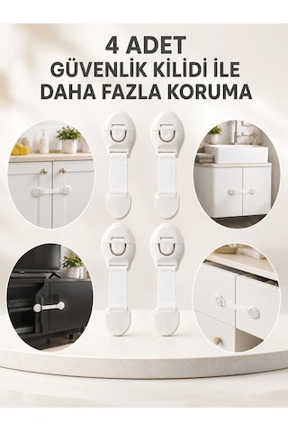 4'lü Esnek Kayışlı Çocuk Güvenlik Kilidi Pratik Ve Güvenli Kullan