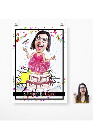 Bk Gift Kişiye Özel Doğum Günü Karikatür Afiş Poster 50 X 70 Cm. 3