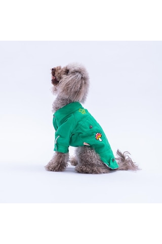 Yeşil Cancun - Cancún Ceket Gabardin Çıtçıtlı Kedi Köpek Ceketi Kedi Köpek Kıyafeti Kedi Köpek Elbisesi