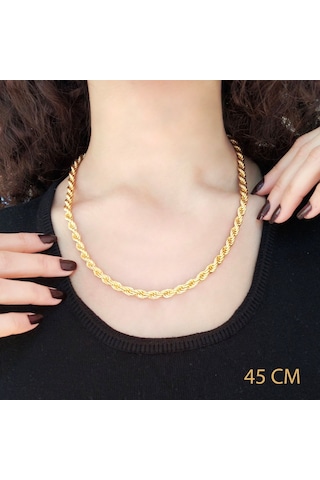 Ferizz Ferizz Altın Kaplama 6Mm Kalın Burgu Halat Zincir Zn-131 Gümüş